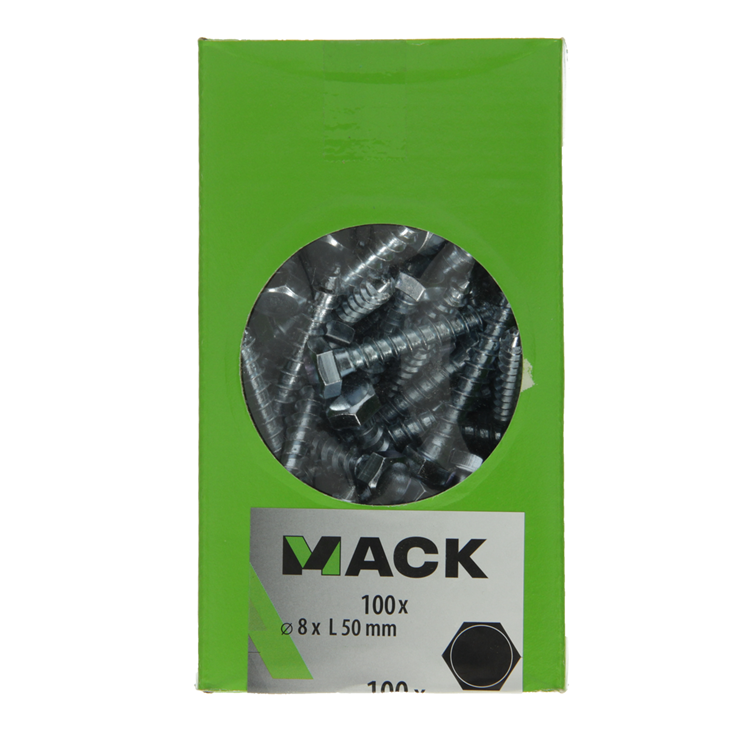 Mack 1007038 - houtdraadbout staal verzinkt 100 st 8 x 50 mm | 4 stuks