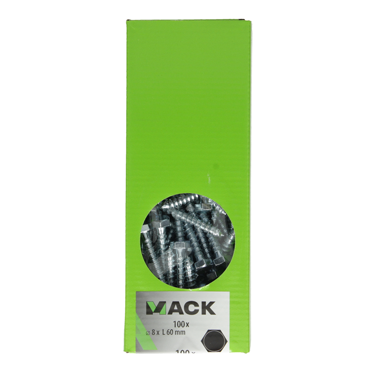 Mack 1007039 - houtdraadbout staal verzinkt 100 st 8 x 60 mm | 2 stuks