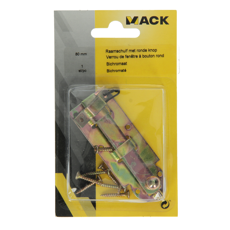 Mack 1014264 - raamschuif met ronde knop, bichromaat a 80 - b 20 mm | 5 stuks