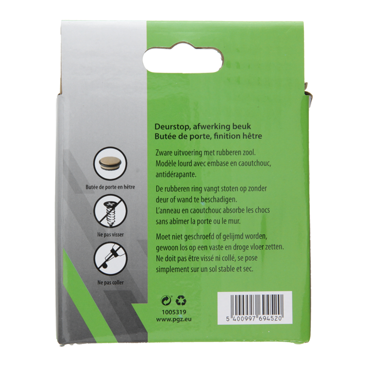 Mack 1005319 - zware deurstop hout 1,3 kg ø 95 mm 1 st pc | 6 stuks