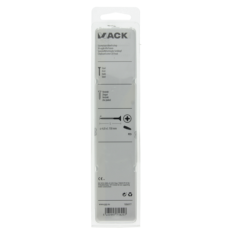 Mack 1006977 - spaanplaatschroef vz kop geelverzinkt 4st 6 x 150mm | 10 stuks