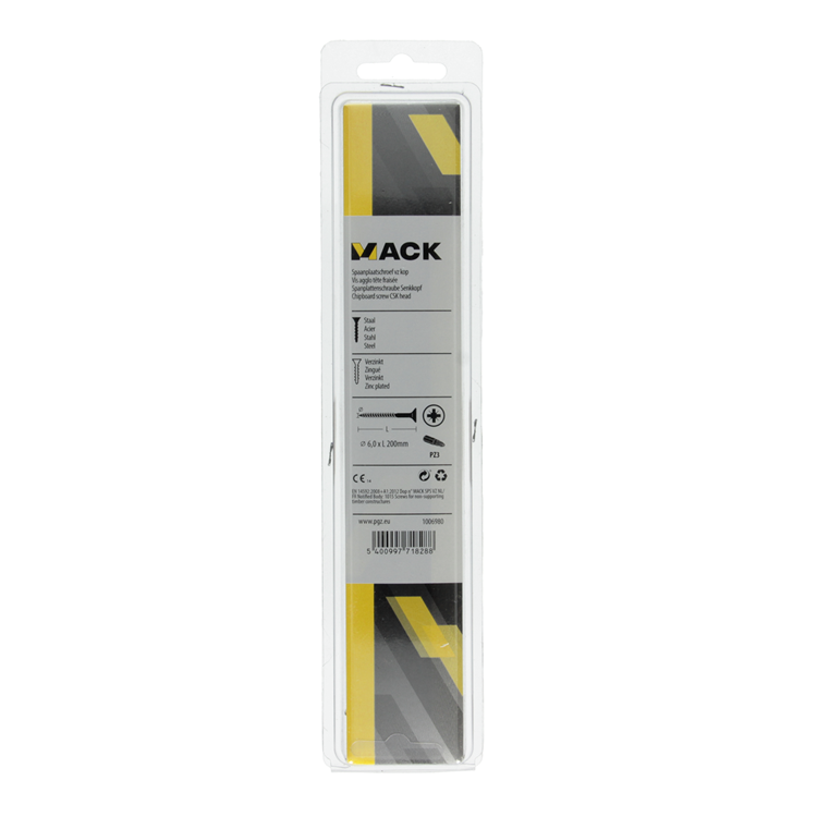 Mack 1006980 - spaanplaatschroef vz kop geelverzinkt 4st 6 x 200mm | 10 stuks