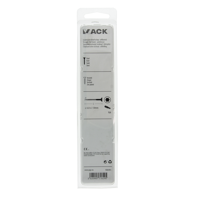 Mack 1006981 - spaanplschrf. vzkop-zelfb geelverzinkt 4st 6 x 130mm | 10 stuks
