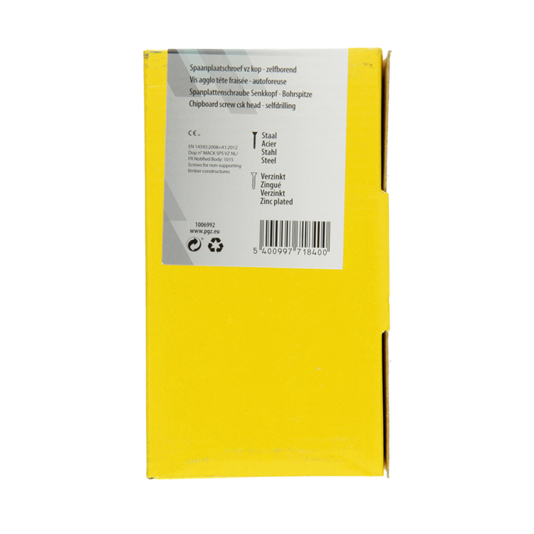 Mack 1006992 - spaanplschrf. vzkop-zelfb geelverzinkt 50st 6 x 130mm | 5 stuks