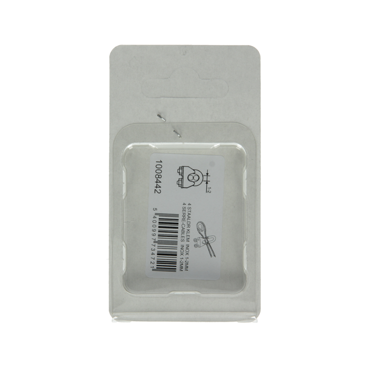 Mack 1008442 - 4 staaldraadklemmen 2mm inox | 10 stuks