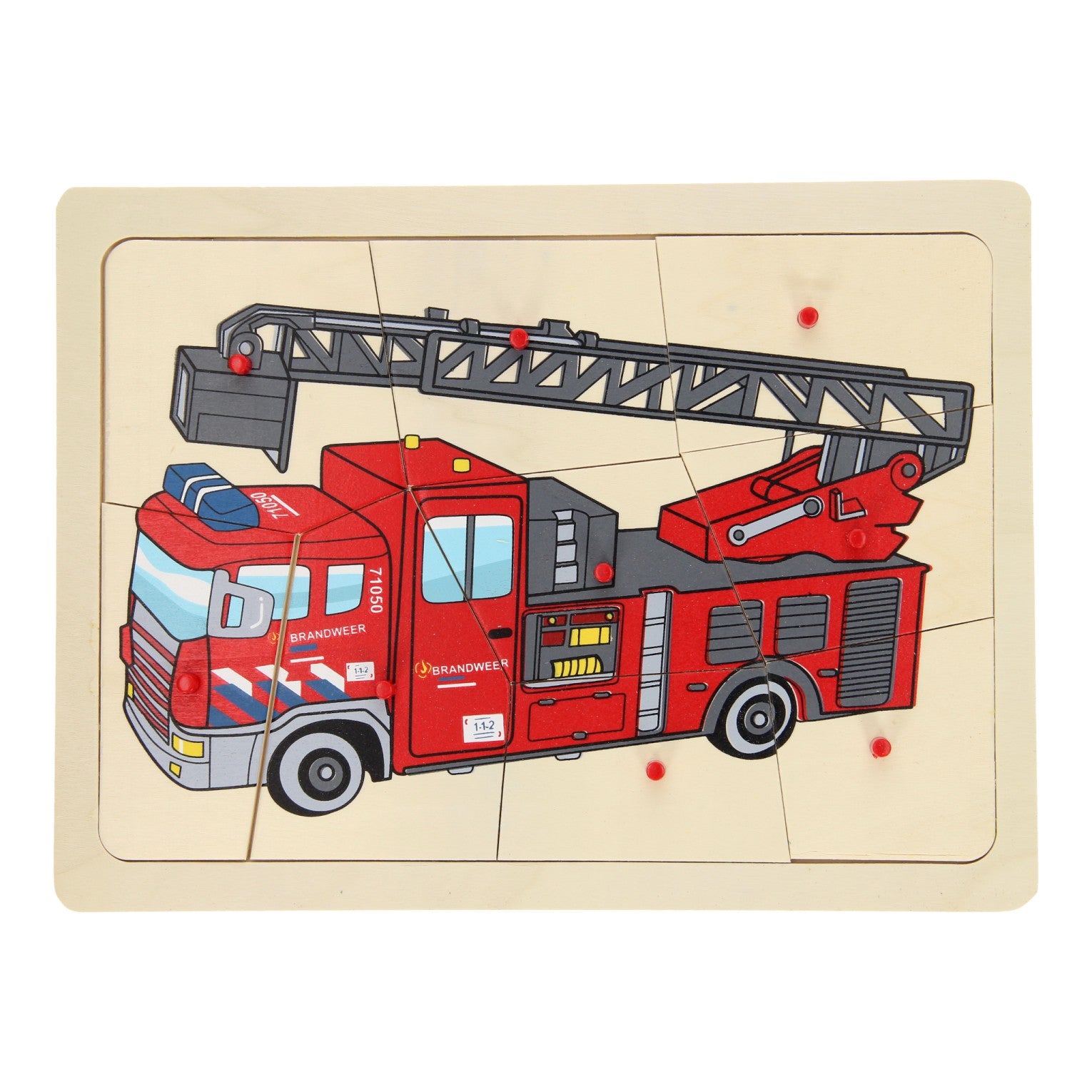 Playwood Holzknopf-Puzzle Feuerwehr, 9 Teile