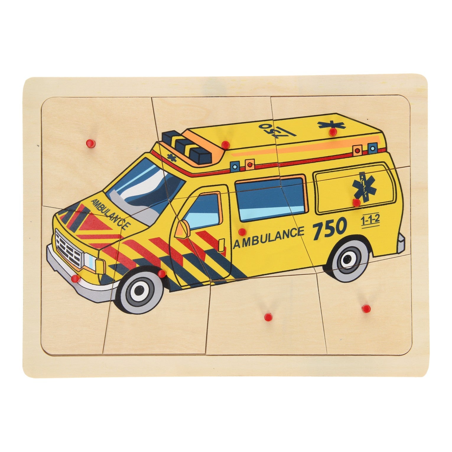 Playwood Holz-Steckpuzzle Krankenwagen, 9-teilig.