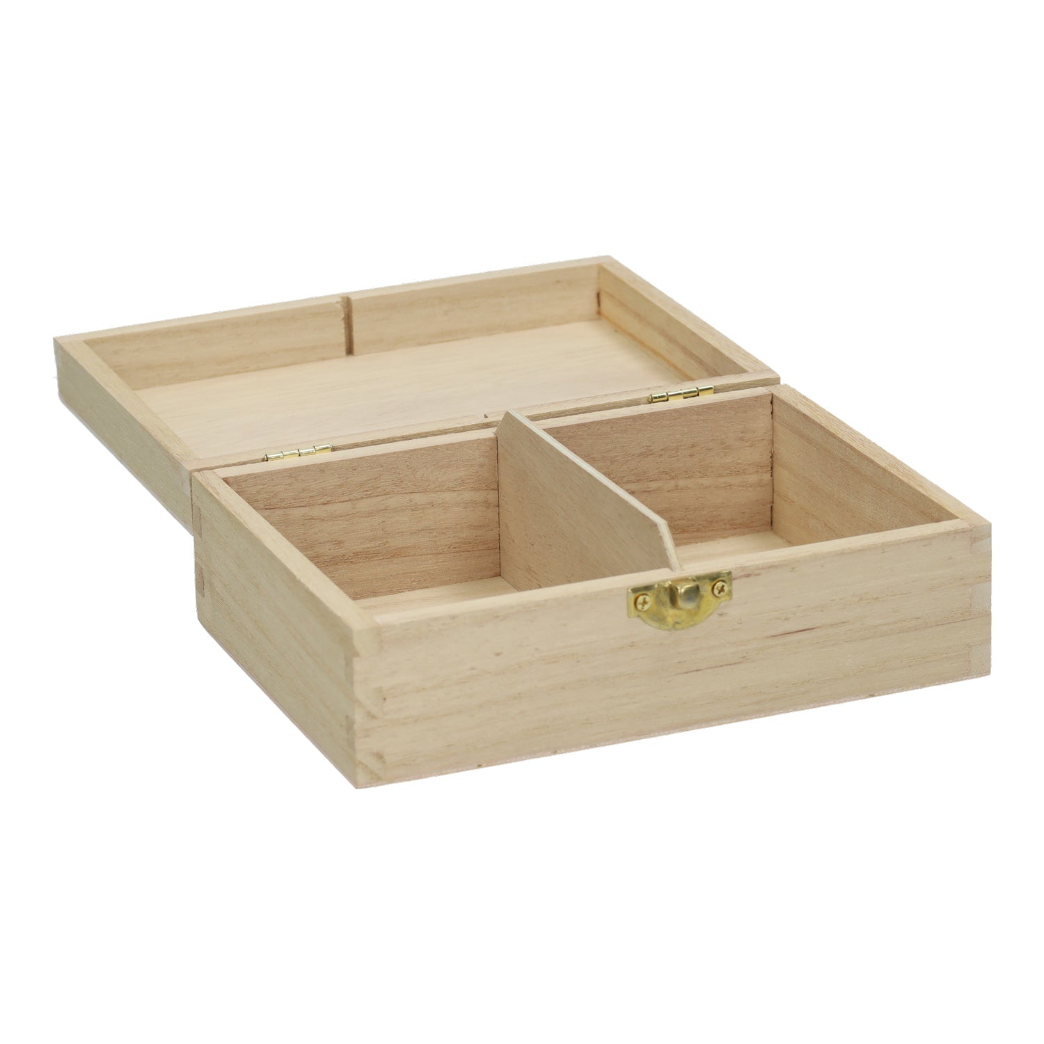 Spielholz-Kartenbox mit 2 Fächern und Klappdeckel