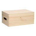 Rechteckige Aufbewahrungsbox aus Kiefernholz mit kleinem Klappdeckel