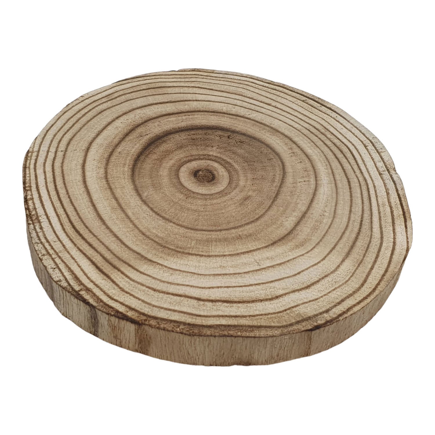 Dekorative Baumscheibe aus Paulownienholz, gebrannte Oberfläche, Ø 20 cm