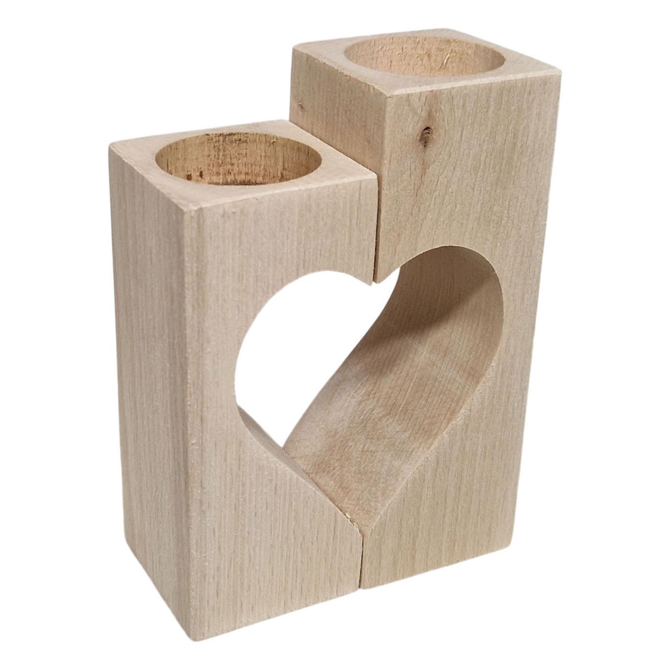 Playwood Teelichthalter mit Herzmotiv, Buchenholz, 2-teilig.