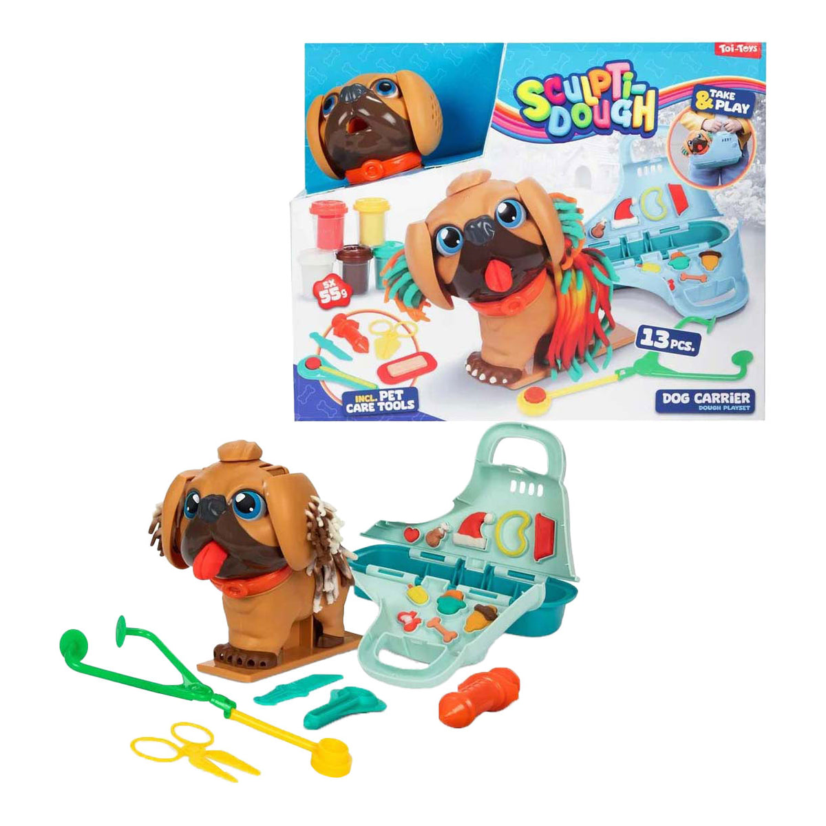 Toi-toys sculptidough kleiset dierenverzorger hond, 13dlg.