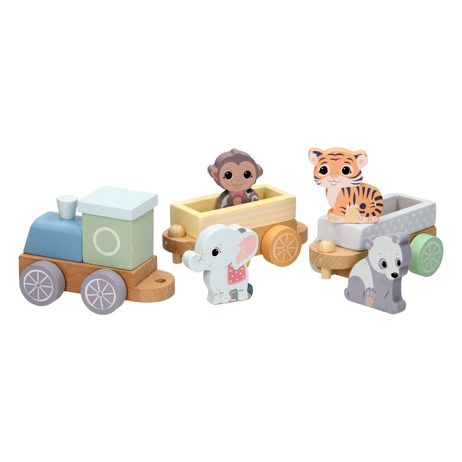 Jouéco joueco houten trein wilde dieren