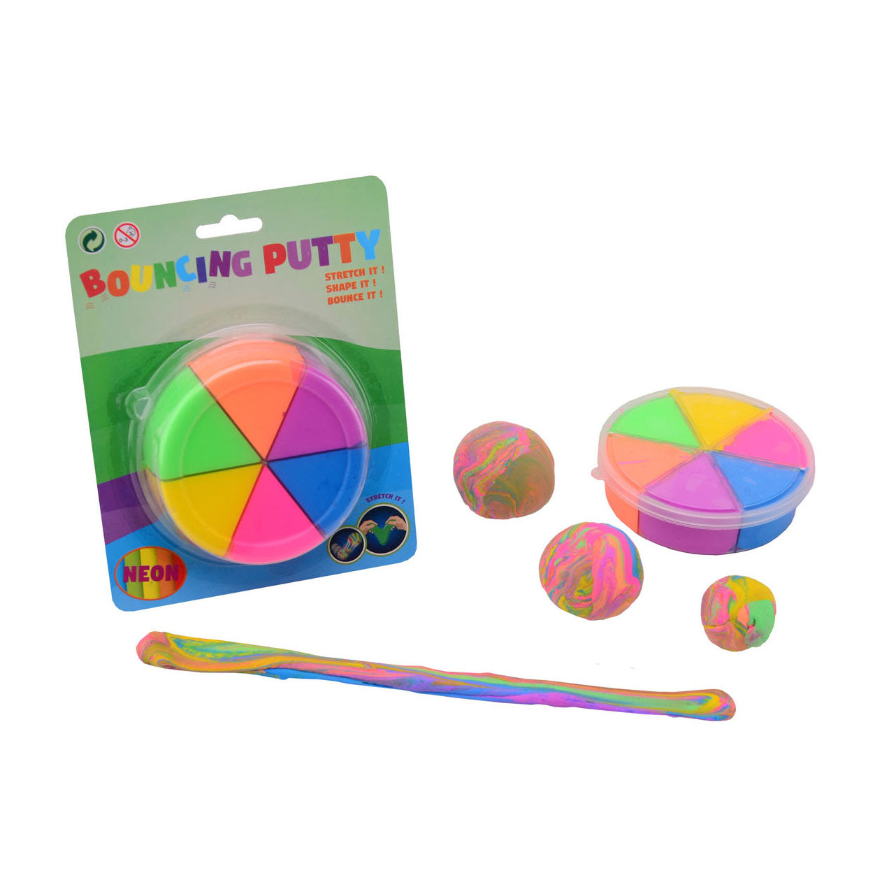 Johntoy john toy bouncing duo putty 6 neon kleur