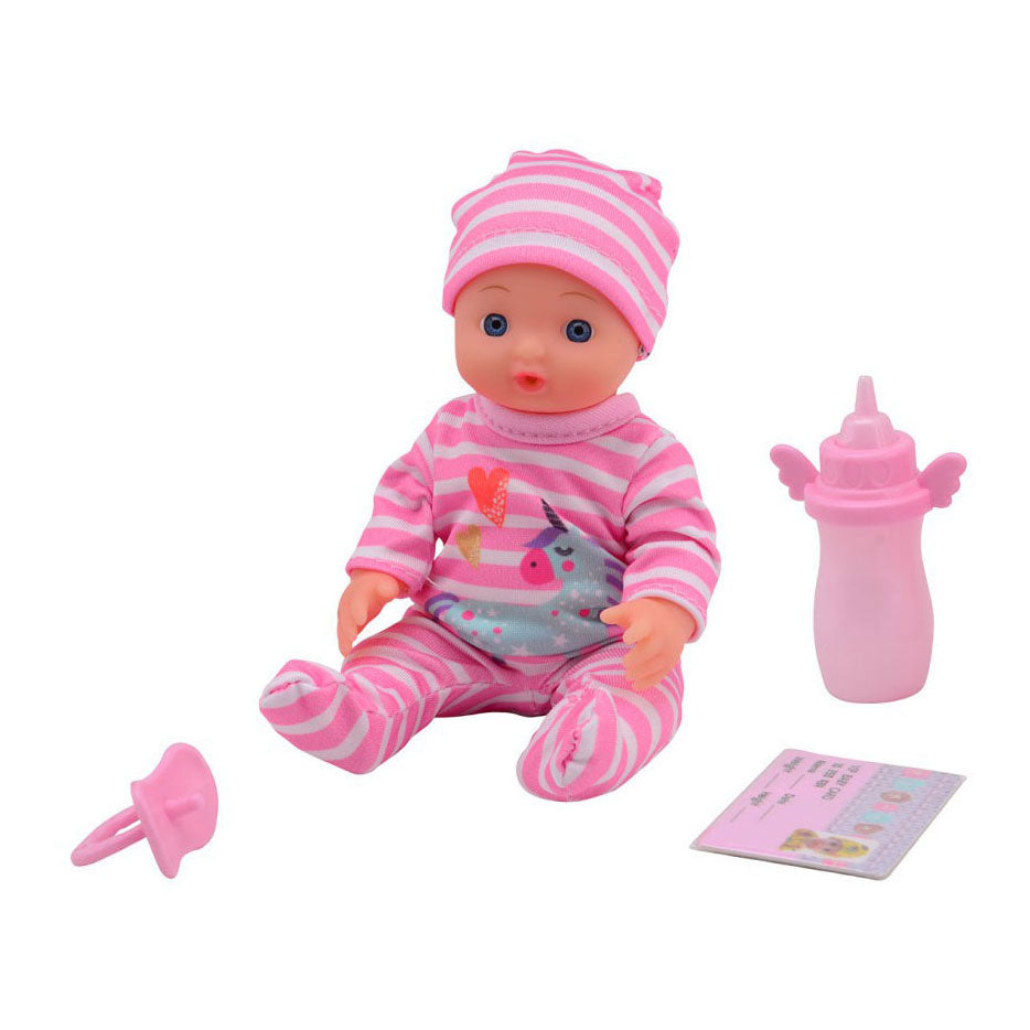 Johntoy John Spielzeug-Baby-Rose-Trink- und Pipi-Puppe 17 cm