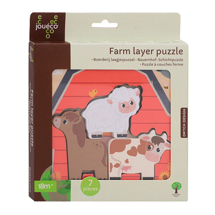 Joueco Holzschicht Puzzle Bauernhof, 7-tlg.