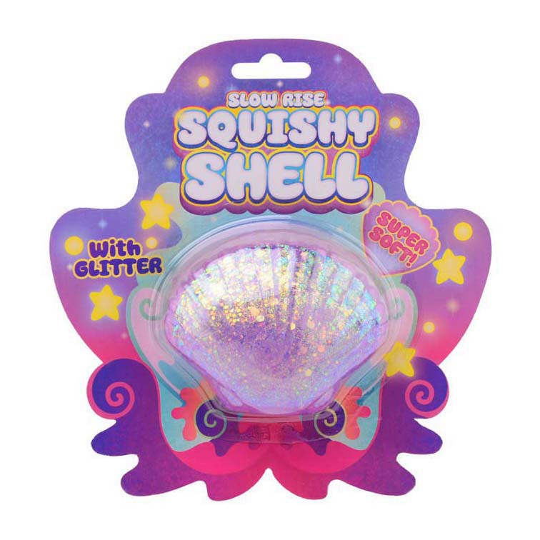Johntoy slow rise glitter schelp op kaart 4 assortie