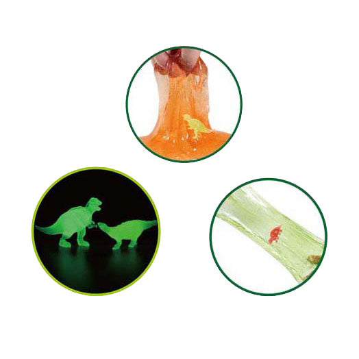 Johntoy dino world - 3 slijm eieren met glow in the dark dino op kaa
