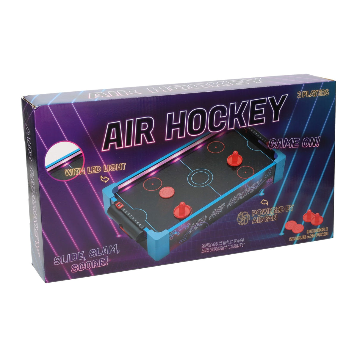 Johntoy vedes led airhockey tafel met verlichting en luchtventilator.