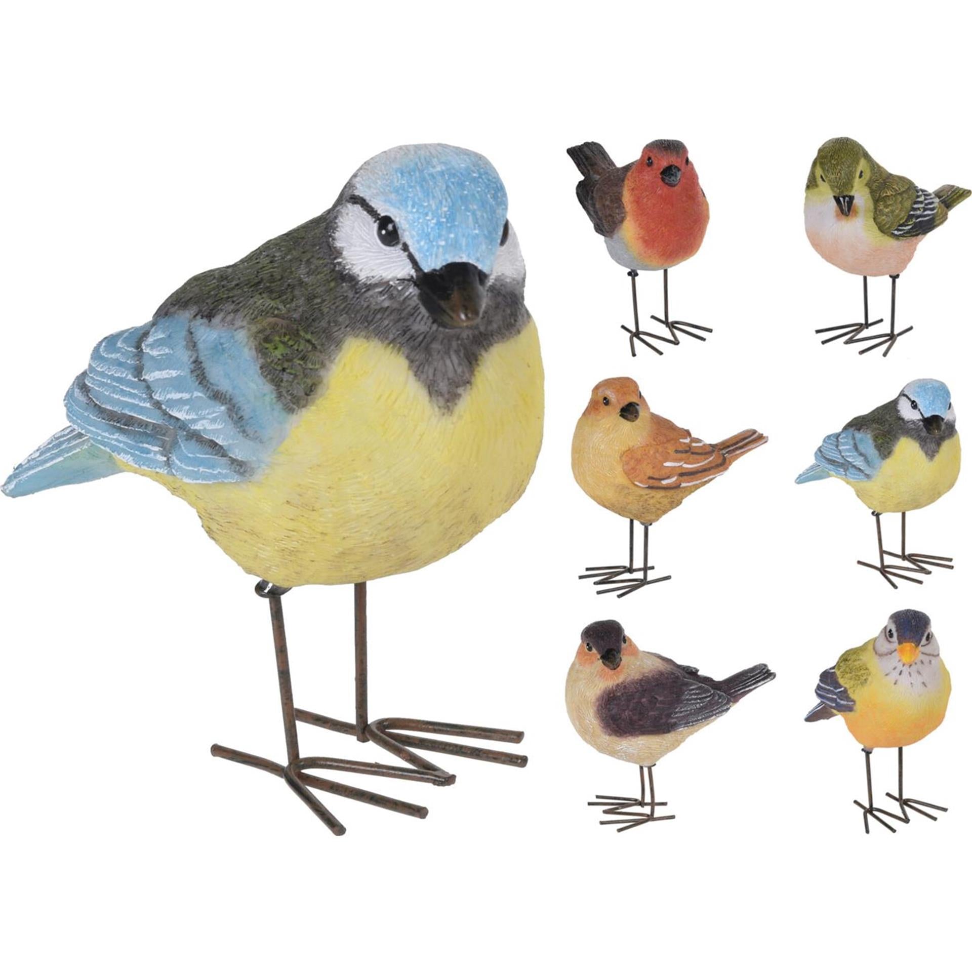 Home styling vogel metalen poten 10cm 6 ass.