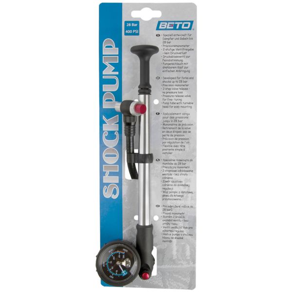 Beto Vorderradgabelpumpe mit Manometer – Aluminium