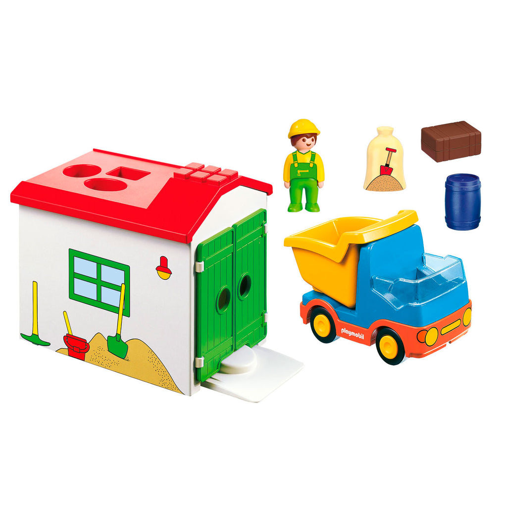 Playmobil 1.2.3. Werkman mit Sortiergarage 70184