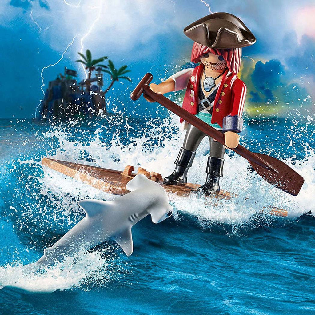 Playmobil pirates piraat met vlot en hamerhaai - 70598