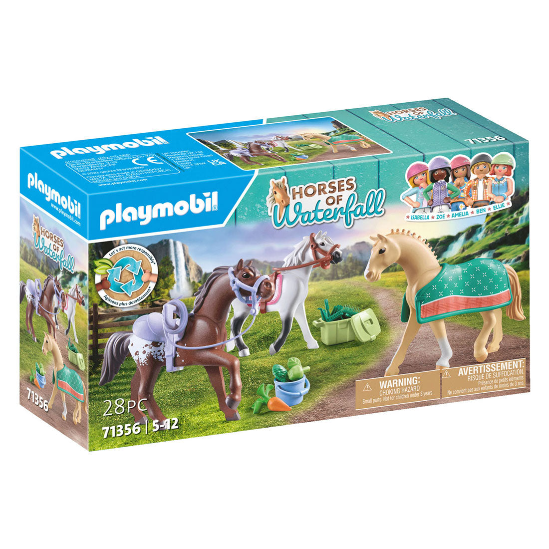 Playmobil -Pferde oder Wasserfall 3 Pferde mit Zubehör 71356