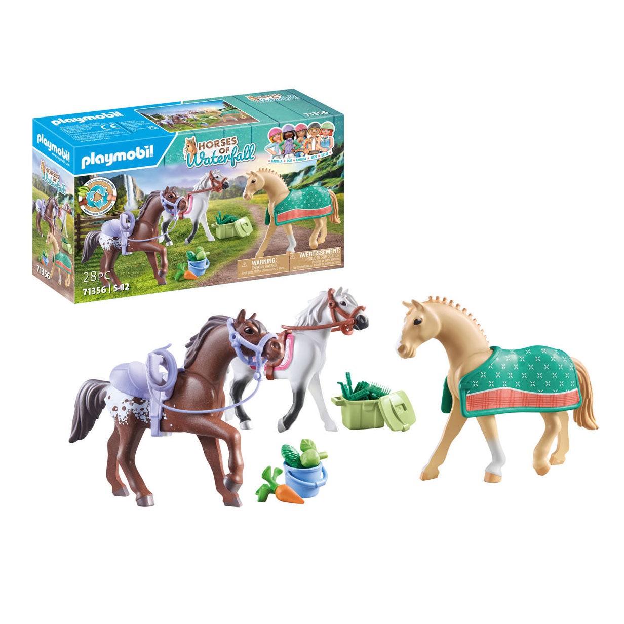Playmobil -Pferde oder Wasserfall 3 Pferde mit Zubehör 71356