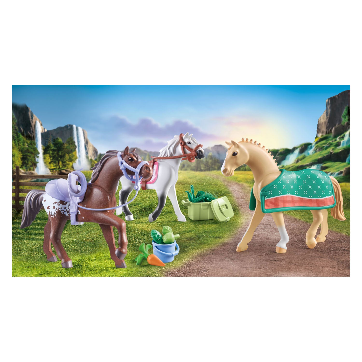 Playmobil -Pferde oder Wasserfall 3 Pferde mit Zubehör 71356
