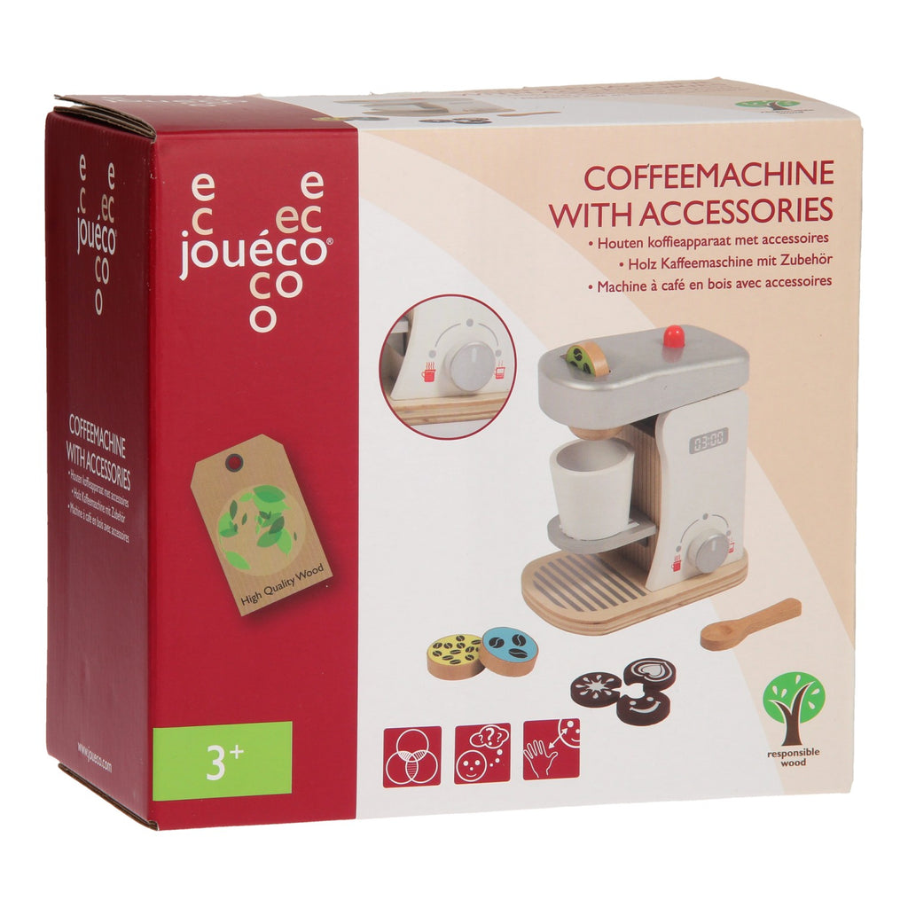 Joueco Kaffeemaschine aus Holz mit Zubehör