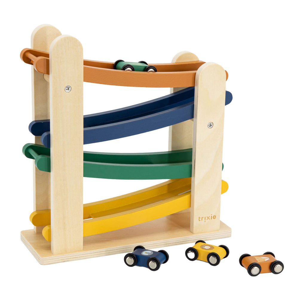 Trixie houten autobaan met 4 auto's