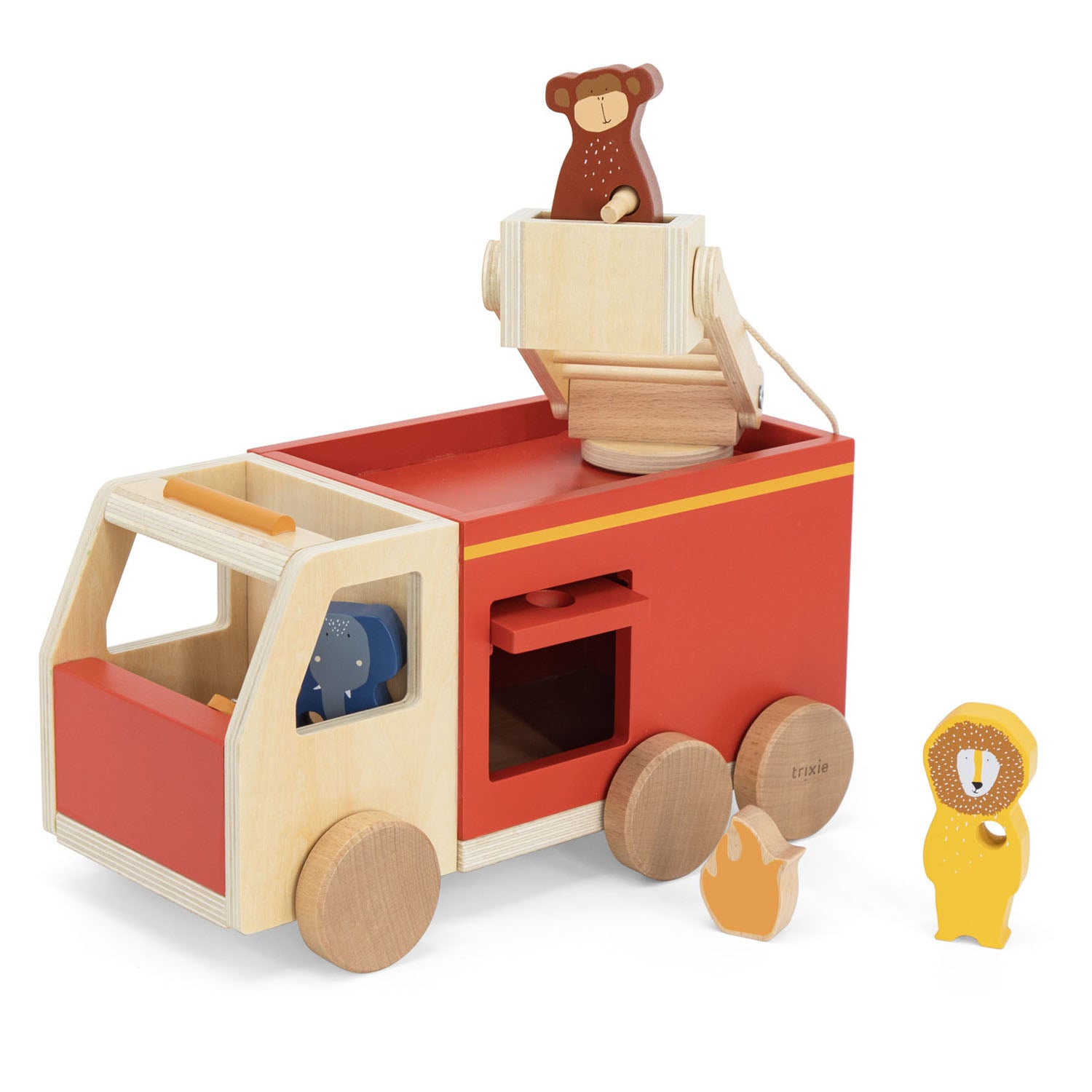 Trixie Feuerwehrwagen aus Holz in Tierform