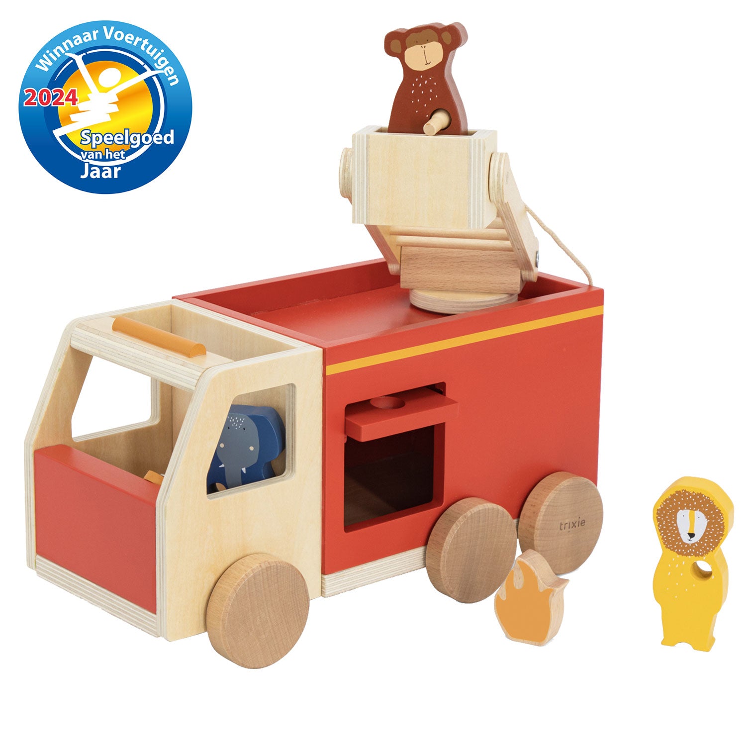 Trixie Feuerwehrwagen aus Holz in Tierform