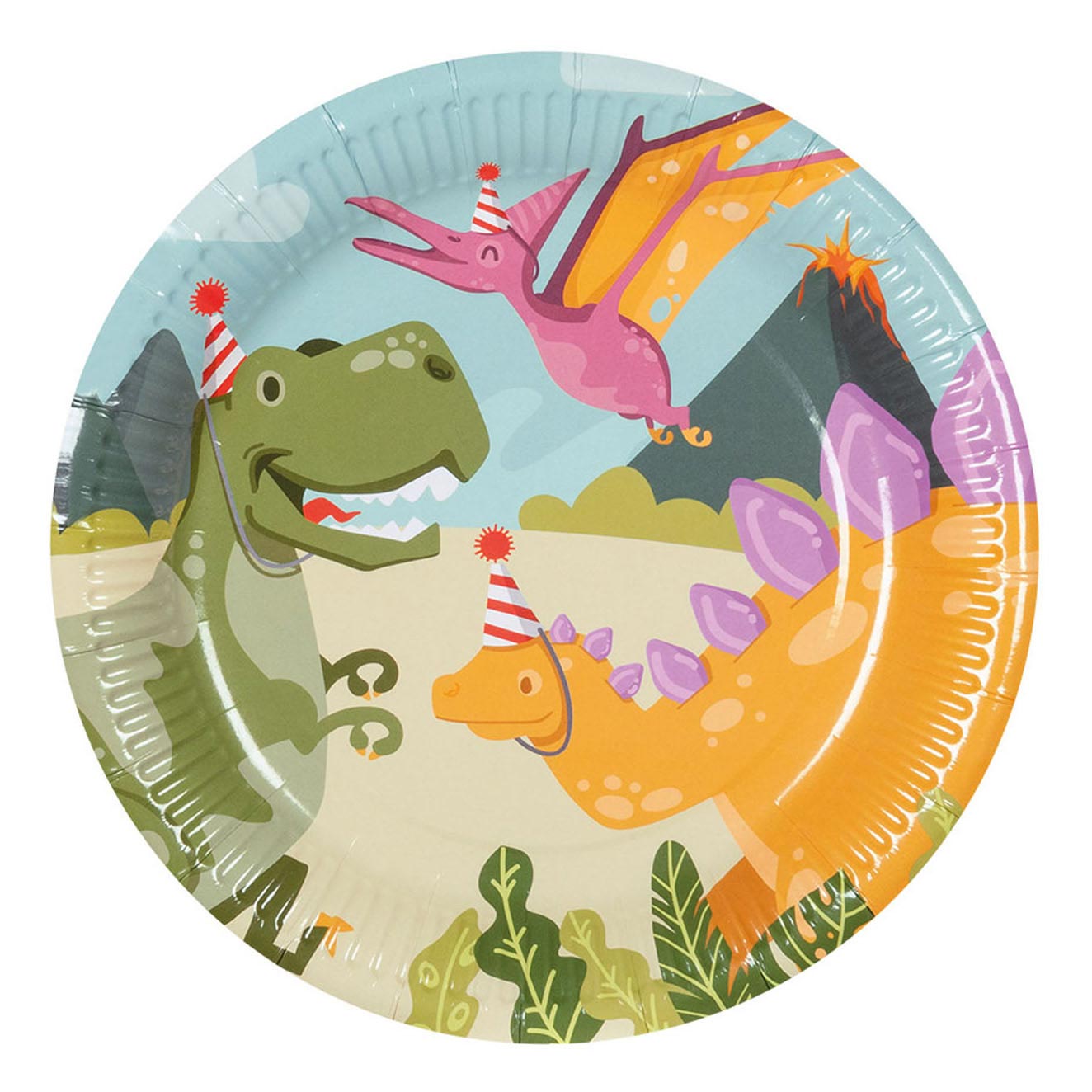 Boland papieren bordjes dino party ø23cm