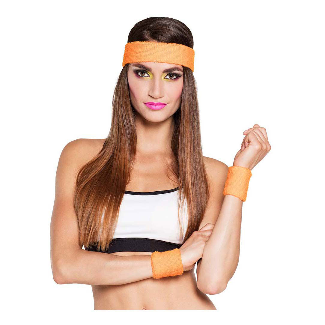 Boland zweetbanden neon oranje, 3st.