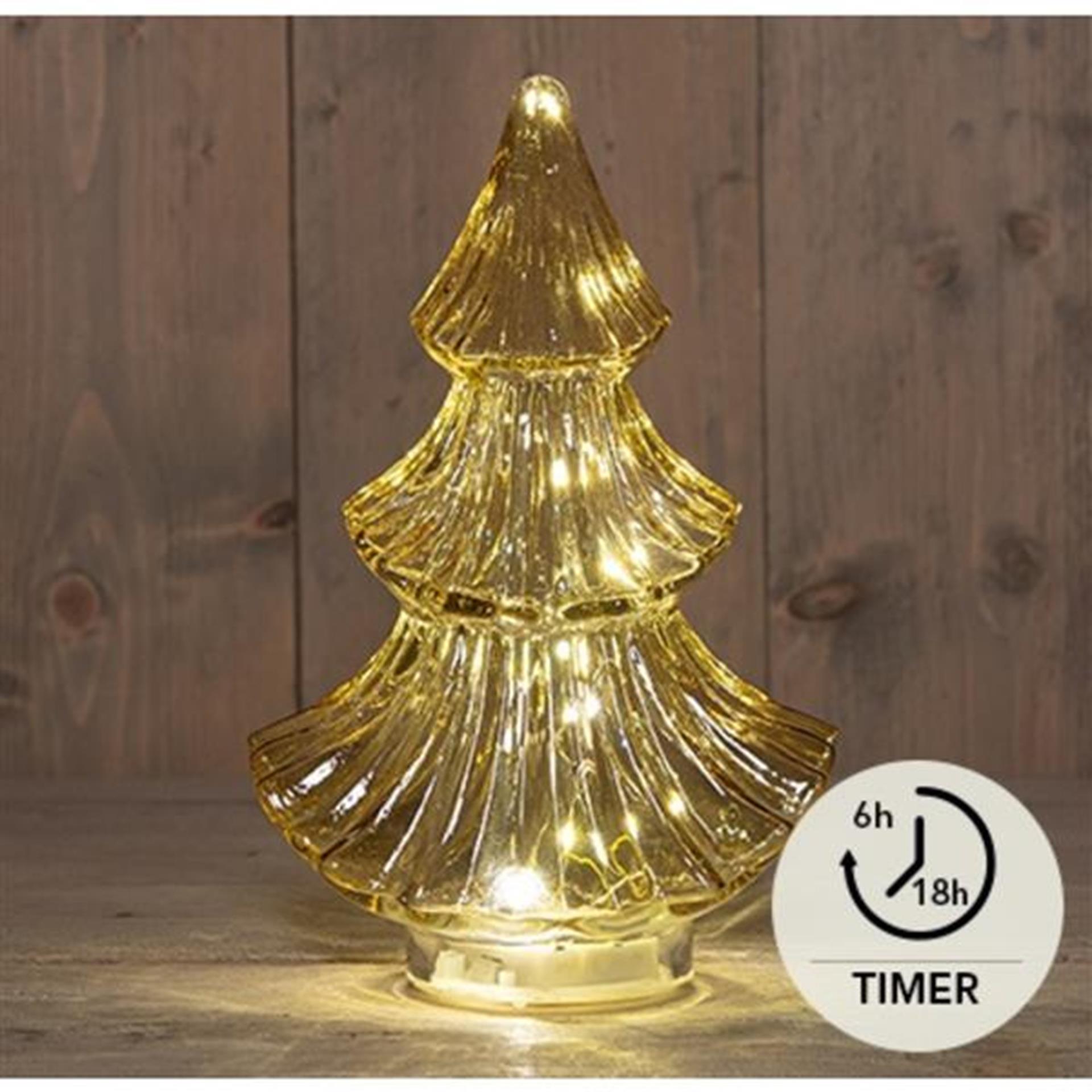 Anna's collection led kerstboompje glas amber h24cm