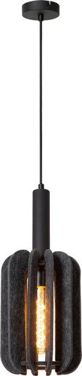Lucide rafal - hanglamp - ø 20 cm - 1xe27 - grijs - japandi