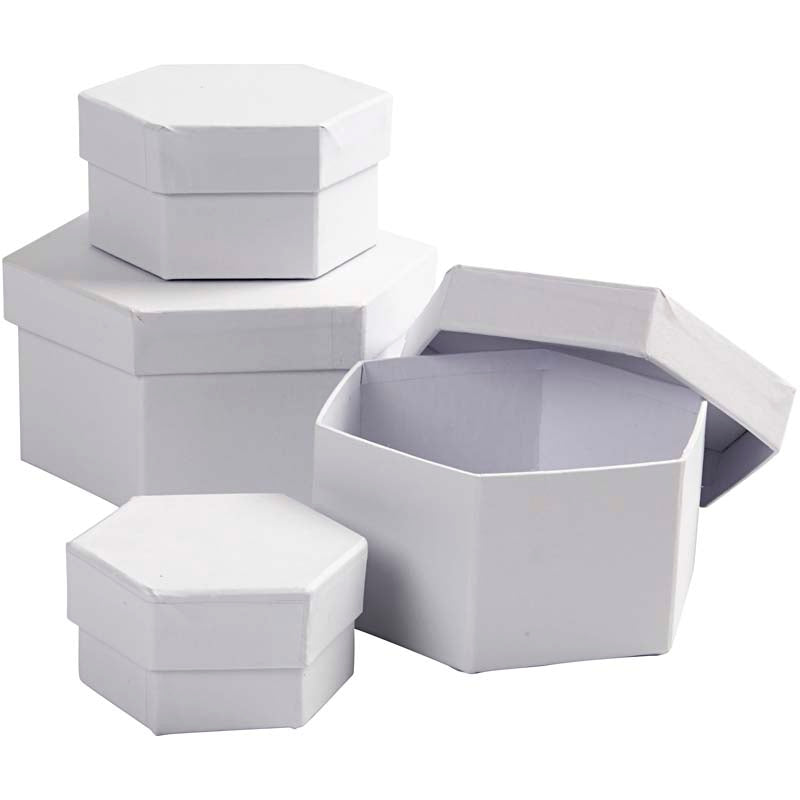 Https: www.cchobby.nl hexagonale-dozen-afm-6-5x4-8x5-10x6-12x7-cm-wit-4-stuk-1-set