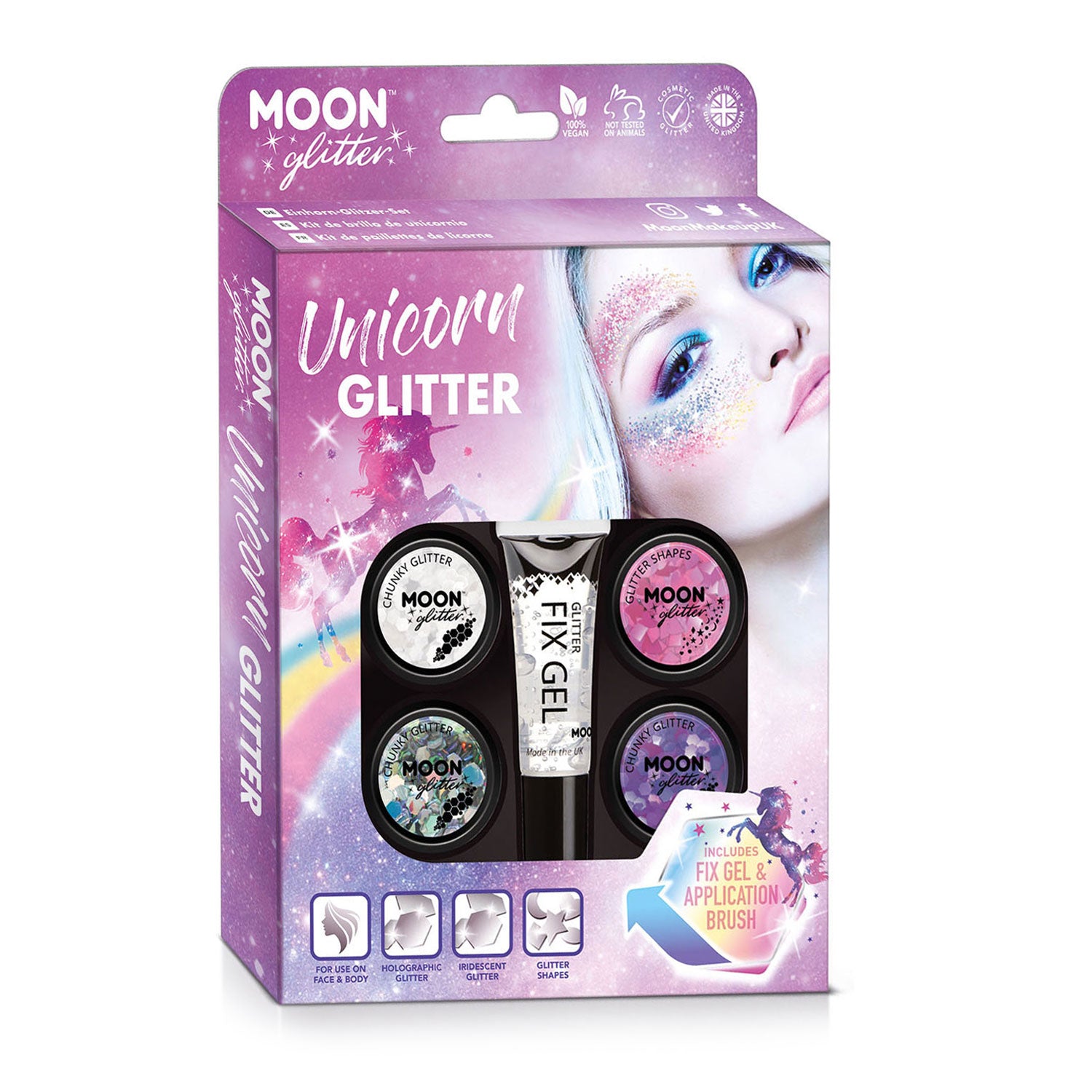 Haza Witbaard Einhorn-Make-up- und Glitzerset