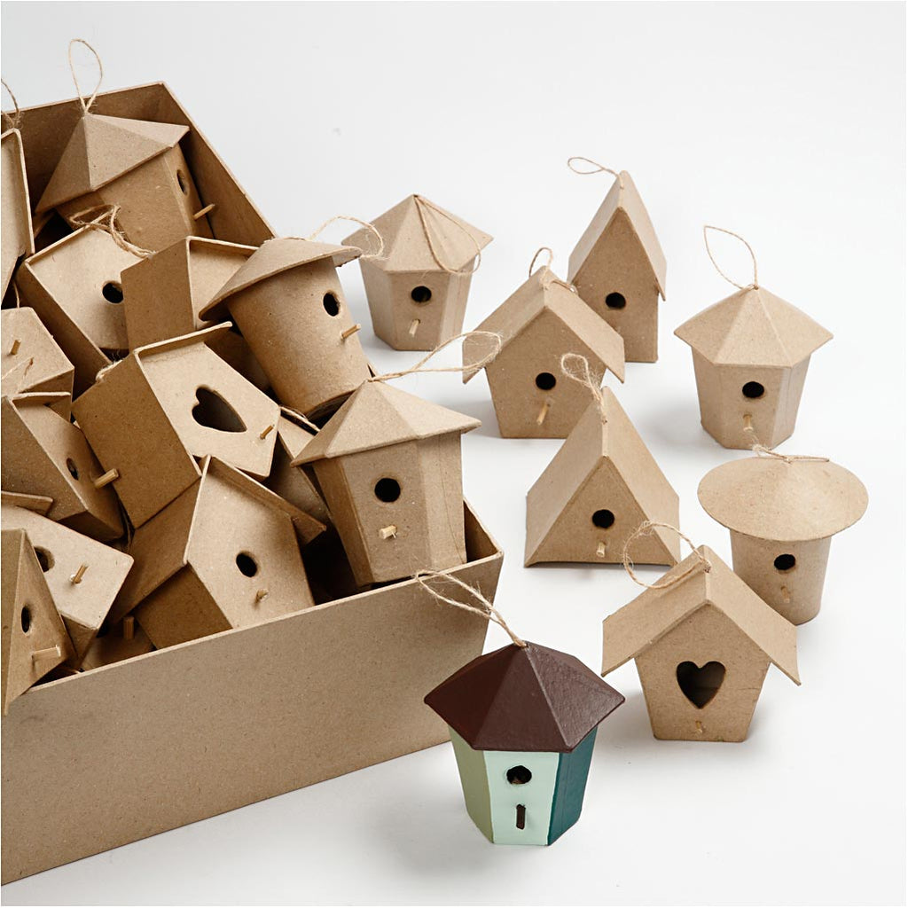 Creativ Company Vogelhäuser aus Pappmaché, 60 Stück.