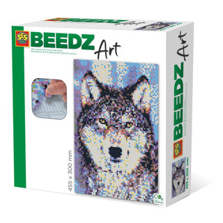 Ses creative ses beedz art - wolf - 7000 strijkkralen - kunstwerk van strijkkralen - complete set inclusief grondplaten en strijkvel
