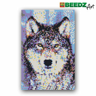 Ses creative ses beedz art - wolf - 7000 strijkkralen - kunstwerk van strijkkralen - complete set inclusief grondplaten en strijkvel