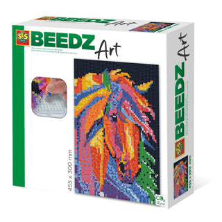 Ses creative ses beedz art - paard fantasie - 7000 strijkkralen - kunstwerk van strijkkralen - complete set inclusief grondplaten en strijkvel