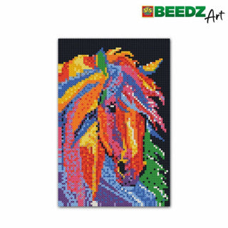 Ses creative ses beedz art - paard fantasie - 7000 strijkkralen - kunstwerk van strijkkralen - complete set inclusief grondplaten en strijkvel