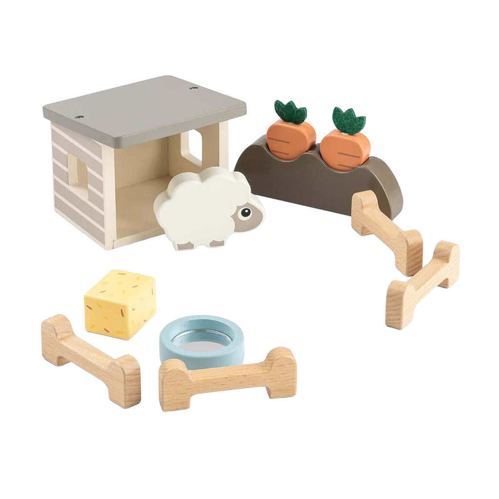 Done By Deer Mini-Bauernhof-Spielset aus Holz mit Schafen