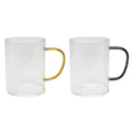 Svenska living drinkglas met gekleurd oor amber petrol zwart ø8x10cm 400ml