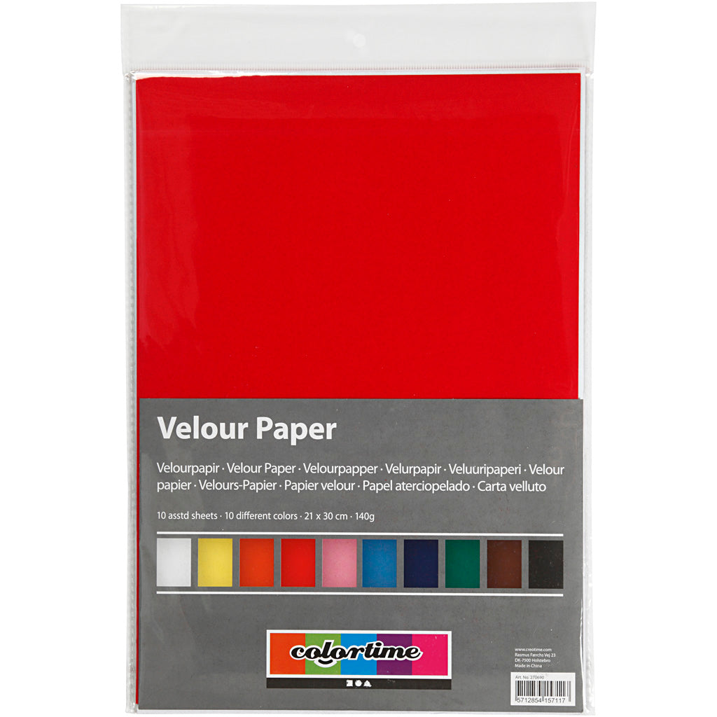 Creativ company velour papier kleur a4, 10 vellen