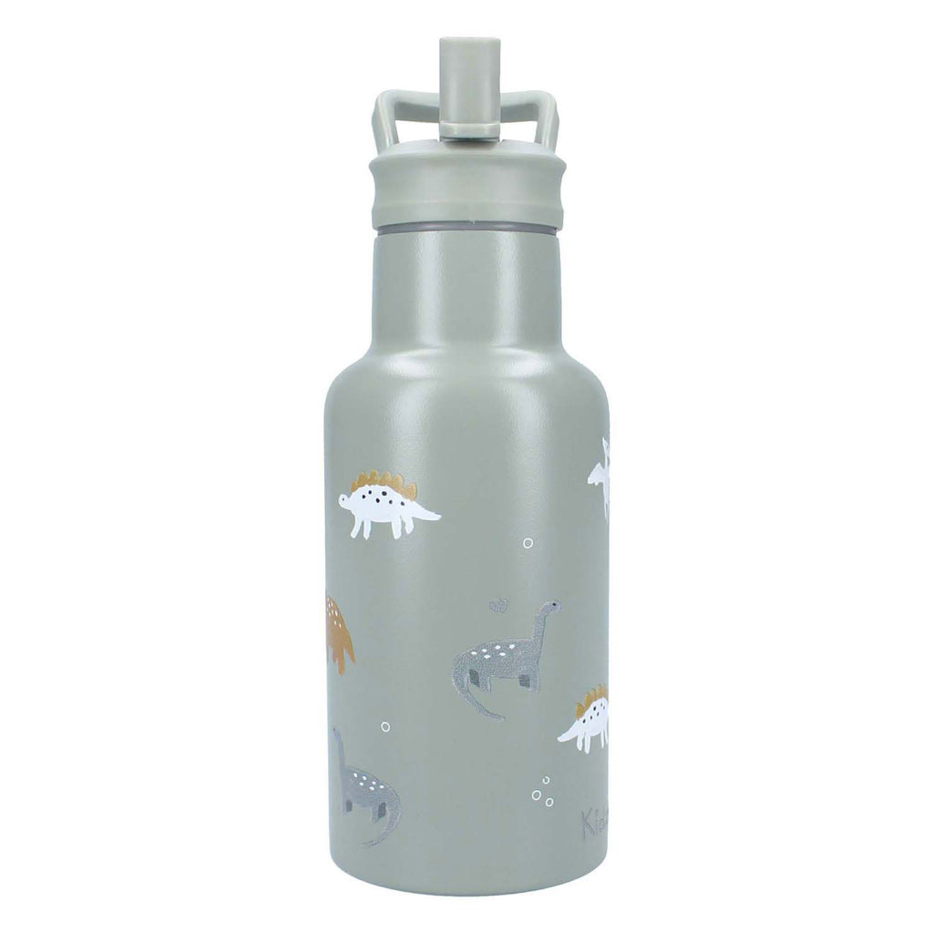 Kidzroom small talk - schoolbeker en drinkfles - 350ml - stainless steel - dino's - groen