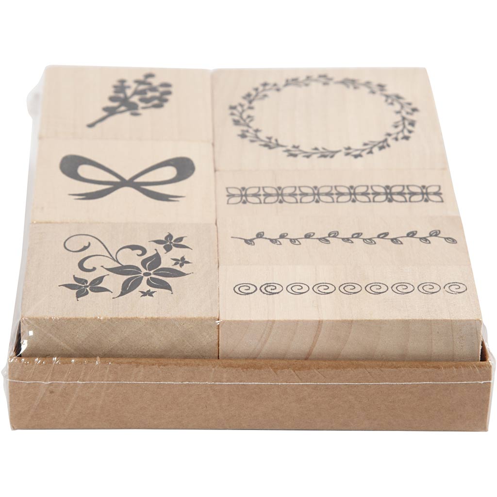 Creativ Company Holzstempelset Natur, 7-teilig.